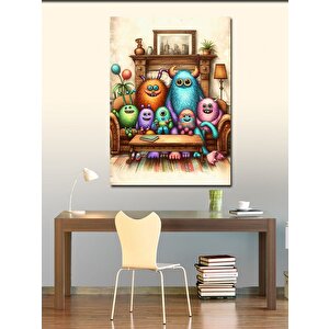 Kanvas Tablo Renkli Canavar Ailesi 70x100 cm