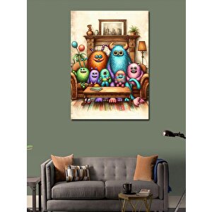 Kanvas Tablo Renkli Canavar Ailesi 70x100 cm