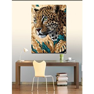 Kanvas Tablo Kurumuş Yapraklar Ve Leopar 100x140 cm