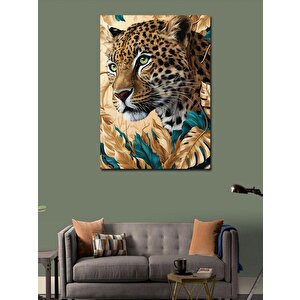 Kanvas Tablo Kurumuş Yapraklar Ve Leopar 100x140 cm