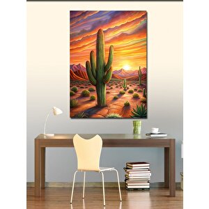 Kanvas Tablo Çöl Manzarası Ve Kaktüs 70x100 cm