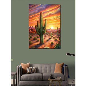 Kanvas Tablo Çöl Manzarası Ve Kaktüs 70x100 cm