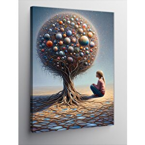 Kanvas Tablo Soyut Ağaç Ve Kız 50x70 cm