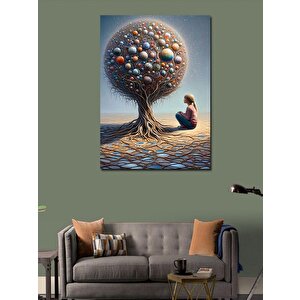 Kanvas Tablo Soyut Ağaç Ve Kız 50x70 cm