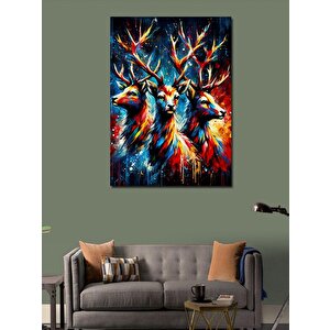 Kanvas Tablo Ateş Geyikleri 70x100 cm