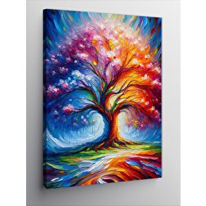 Kanvas Tablo Renkli Ağaç 100x140 cm
