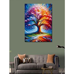 Kanvas Tablo Renkli Ağaç 100x140 cm
