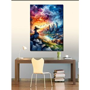 Kanvas Tablo Kemancı Renkli Patlama 100x140 cm