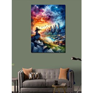 Kanvas Tablo Kemancı Renkli Patlama 100x140 cm