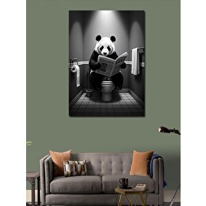 Kanvas Tablo Tuvalette Oturan Panda 100x140 cm