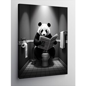 Kanvas Tablo Tuvalette Oturan Panda