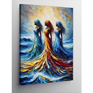 Kanvas Tablo Renkli Elbiseli Kadınlar 100x140 cm