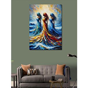 Kanvas Tablo Renkli Elbiseli Kadınlar 100x140 cm