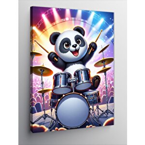 Kanvas Tablo Bateri Çalan Panda