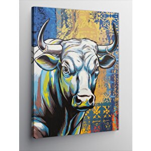 Kanvas Tablo Renkli Boğa 100x140 cm