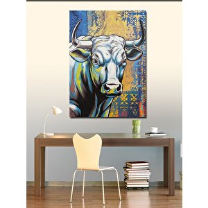 Kanvas Tablo Renkli Boğa 100x140 cm