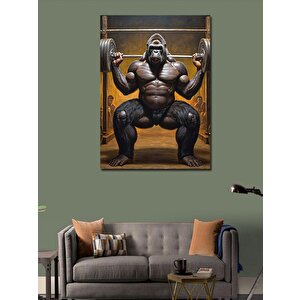 Kanvas Tablo Ağırlık Kaldıran Gorilla 70x100 cm