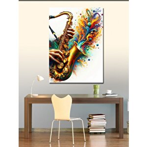 Kanvas Tablo Renkli Saksafon 70x100 cm