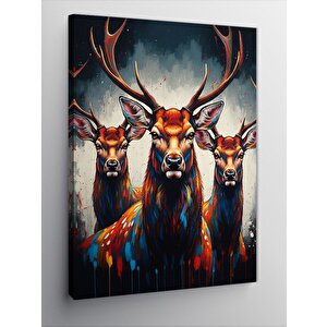 Kanvas Tablo Renkli Boynuzlu Geyik 70x100 cm