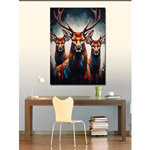 Kanvas Tablo Renkli Boynuzlu Geyik 70x100 cm