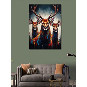Kanvas Tablo Renkli Boynuzlu Geyik 70x100 cm