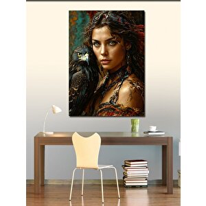 Kanvas Tablo Kadın Ve Karga 100x140 cm