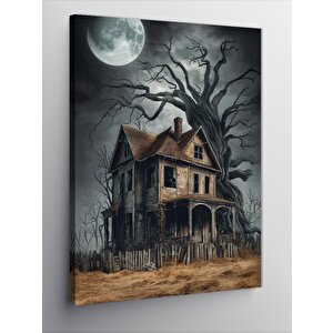 Kanvas Tablo Ay Işıgında Büyülü Ev Ve Ağaç 50x70 cm