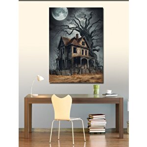 Kanvas Tablo Ay Işıgında Büyülü Ev Ve Ağaç 50x70 cm