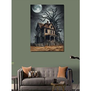 Kanvas Tablo Ay Işıgında Büyülü Ev Ve Ağaç 50x70 cm