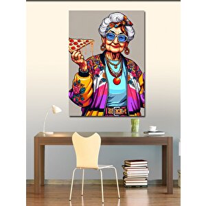 Kanvas Tablo Renkli Yaşlı Kadın 100x140 cm
