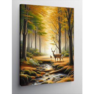 Kanvas Tablo Ormanda Geyik 100x140 cm