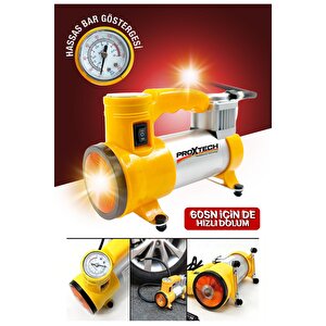 Pratik 12v Full Taşınabilir 150 Psı Araba Oto Araç Lastik Şişirme Pompası Metal Gövde Kompresör Set