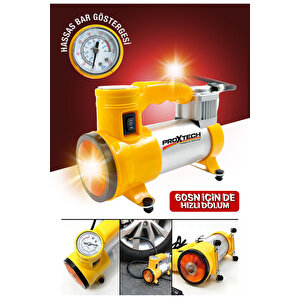 Pratik 12v Full Taşınabilir 150 Psı Araba Oto Araç Lastik Şişirme Pompası Metal Gövde Kompresör Set
