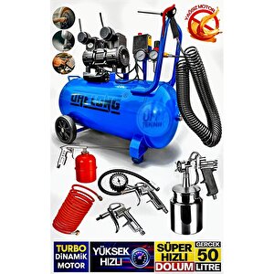 Süper Hızlı Dolum Yüksek Hızlı Motor  Yağsiz  Bakır Sargı Turbo Motor 50lt  Hava Kompresörü 5litakım