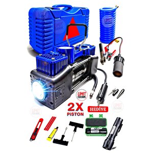 Ağır Hizmet 12v 150psi Çift Silindirli Çantalı  Oto Kamyon Lastik Şişirme Hava Kompresörü