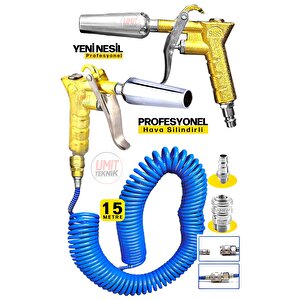 Yeni  Nesil Kompresör Spiral Hava Hortumu 8 Mm 15 Mt Hava Jakı  Hava Tabancası Recor Seti