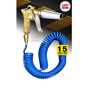 Yeni  Nesil Kompresör Spiral Hava Hortumu 8 Mm 15 Mt Hava Jakı  Hava Tabancası Recor Seti