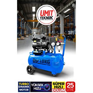 25li̇tre Bakır Sargı Turboyağsız Motor Süper Hızlı Dolum Hava Kompresörü 15 Mt Hortum Hava Tabancası