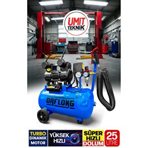 25li̇tre Bakır Sargı Turboyağsız Motor Süper Hızlı Dolum Hava Kompresörü 15 Mt Hortum Hava Tabancası