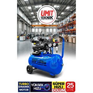 25li̇tre Bakır Sargı Turboyağsız Motor Süper Hızlı Dolum Hava Kompresörü 15 Mt Hortum Hava Tabancası