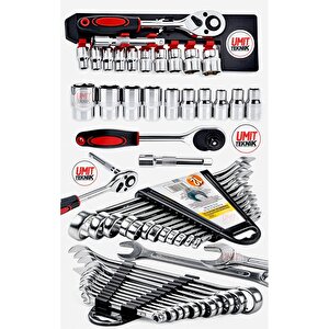 24 Parça  Premium 12 Kombin Anahtar Set 1/2 Krom Cırcır Lokma Takım Set