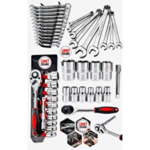 Premium 24 Parça 12 Kombin Anahtar Set 1/2 Krom Cırcır Lokma Takım Set
