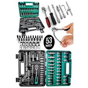 Premium Cr-v Max Germany 1/4 Cırcırlı 53 Parça Lokma Anahtar Takımı Bits Uç Combo Tam Set Usta Set