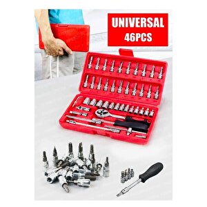 Pro 58 Parça Lokma Takımı Otomatik Cırcırlı 1/4" 12 Parça Kombine Açık Ağız-yıldız Anahtar Takım