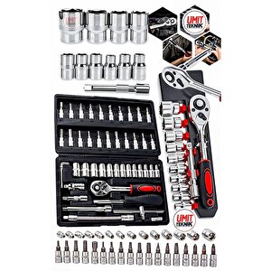 Germany 58 Parça 12 Kombin Anahtar Cr-v Max 1/4 Cırcırlı 46 Parça Lokma Takım Set