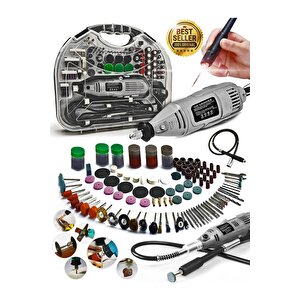Premium Seri Devirli Çantalı Dramel Gravür Seti Hobi Taşlama Kit, Pro Ahşap Oyma Seti Mengene