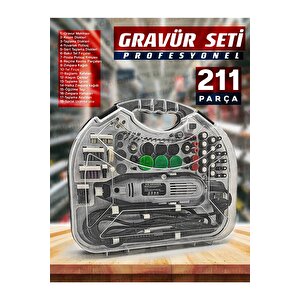 Pro 224 Pcs 6 Kademe Devirli Çantalı Dramel Gravür Seti Taşlama