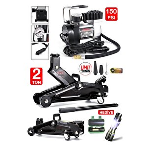 Hidrolik 2 Ton Premium Arabalı Tekerlekli Kriko - 150psi Metal Gövde Lastik,top Balon Şişirme Set