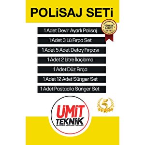 Full Detay 30 Parça 6 Kademe Ayarlı Polisaj Makinesi Koltuk Yıkama Zımpara Pasta Cila Takım
