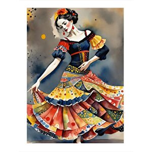 Flamenko Kadın Dansçı Model Mdf Tablo 35cm X50cm 35x50 cm